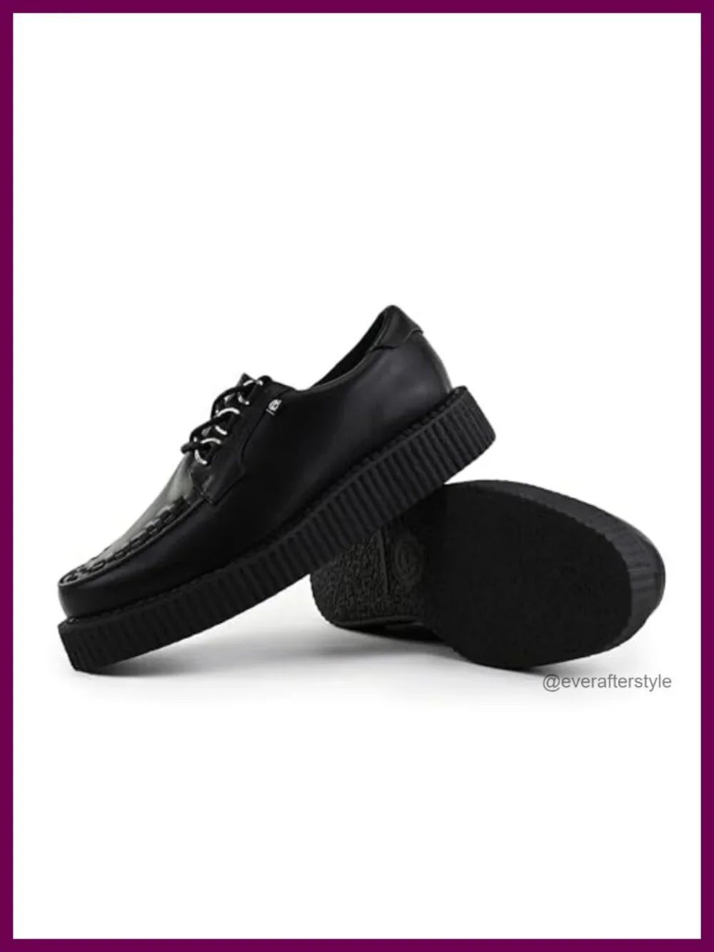 Faux Leather Chunky Platform Creeper Shoes Lace-Up